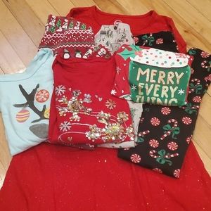Very Merry Bundle. Size 7/8. One long sleeve dress, 3 long sleeve, 3 leggings